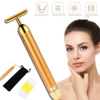 24k Gold Roller Beauty Stick Facial Vibrating Slimming Skin Massager Pulse Firming Face Massage Lift Tightening Wrinkle Bar