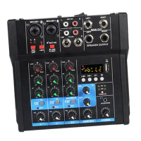 Audio Mixer 4 Channel Sound Mixing Console DJ Mixer Sound Board Console for DJ Mixing PC Recording Live Streaming Karaoke Party