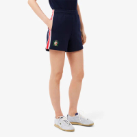 【LACOSTE】女裝-法國製造抓絨短褲短褲(海軍藍)
