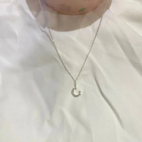 Kalung Bulan Sabit Zirconia Silver