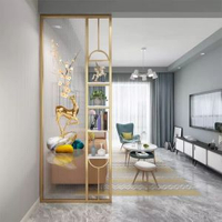 客廳藝術畫長虹玻璃屏風隔板櫃簡約現代輕奢金屬裝飾架入戶門玄關