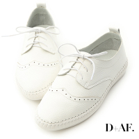 D+AF 舒活印象．超軟縫線底雕花牛津鞋＊白