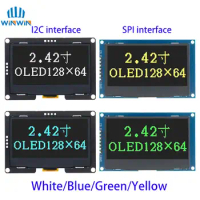2.4" 2.42 Inch 128x64 OLED LCD Display Module SSD1309 12864 7 Pin SPI/IIC I2C Serial Interface for Arduino UNO R3 C51