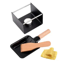 Grill Cheese Set Mini Rack Cheese Fondue Grill Cheese Melter Baking Tools Grill Pan with Spatula &amp; Candle Non-Stick Cheese Maker