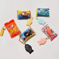 Capsule Food Toy Taiyaki Snack Bag Squishy Fudge Candy Simulation Food Keychain Bag Accessories Gift