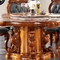 High quality European black gold wood dining table wooden marble Deluxe living room American light Deluxe solid wood folding