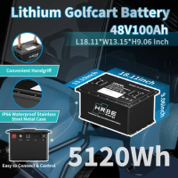 HRBE -Energy 48V 100Ah LiFePO4 Battery Pack Full Capacity 51.2V 5.12KWh 16S 100A BMS Deep Cycles 5000+ Lifespan for Golf Cart