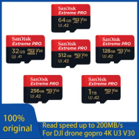 SanDisk Extreme Pro Card 256GB Micro SD Card SDXC UHS-I 128GB 512GB 1T U3 V30 TF Flash Cards Memory Card Adapter for Camera DJI