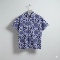 Baju Batik SMP Lereng Biru /Batik Sekolah Biru lengan panjang pendek