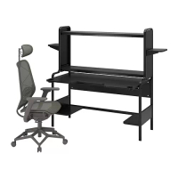 FREDDE/STYRSPEL 電競桌/椅, 黑色/灰色