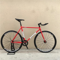 Fixed Gear Bicycle Gray 4130 Chrome Molybdenum Steel Frame Bike Racing Action Single Speed Customizable Flat Spokes Alloy Wheels