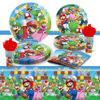 Super Mario Theme Luigi Birthday Party Supplies Tableware Set Children Birthday Party Cutlery Decoration Napkin Paper