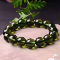 314AAA+100% Natural Moldavite Green aerolites Czech Crystal Stone Raw Stone Grinding 8mm Bead Meteor