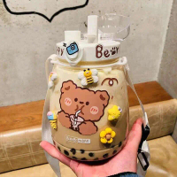 Bình Nước Gấu Khổng Lồ, Phong Cách Kawaii, Dành Cho Trẻ Em Và Bé Gái, Thích Hợp Đi Học, Được Làm Bằn
