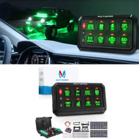 MICTUNING P1s 5.0 Inch 8/12 Gang Switch Panel Green Backlight 5-Level Brightness 3 Silicon Button for Truck SUV UTV Offroad Car