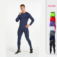 2 Pcs Set Men Compression Tshirt+Pants Sport Suits Running Sets Quick Dry Sportswear Training Gym Fitness Tracksuits S-4XL