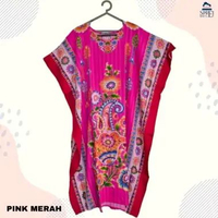 Daster batik bunga raya bahan rayon model kalong halus murah biru