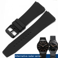 Silicone Strap Substitute Rado TRUE THINLINE Series Black Rubber Waterproof Watch Chain Convex Mouth 24x18 Accessories
