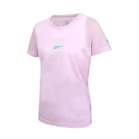ASICS 女短袖T恤-運動 上衣 休閒 吸濕排汗 粉紅白藍