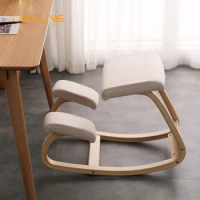 Home Chair Stool Office Furniture Ergonomic Kneeling Rocking Wooden Kneeling Computer Posture Chair