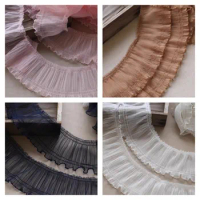 10cm Wide Organ Pleated With Wavy Edge Tulle Lace DIY Dresses For Women 2023 Skirt Sewing Fabric Bedding Sofa Accessories Tissu