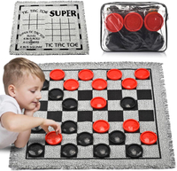 Giant Checkers Board Game Set3 in 1 Jumbo Tic Tac Toe GameClassic Checkers Board Game for Kids & Adu