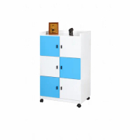 【艾蜜莉的家】2.3尺塑鋼藍白色活動置物櫃 收納櫃(可改固定腳粒-電聯時請先告知)