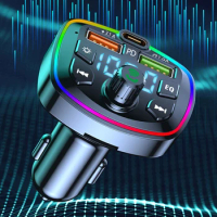 Car Bluetooth MP3 Player Bluetooth 5.0 FM Transmitter Dual USB 4.8A Fast Charger Handsfree Calling Audio Car Adapter