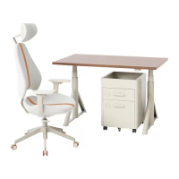 IDÅSEN/GRUPPSPEL 書桌，椅子/抽屜組, 棕色/米色, 120x70 公分