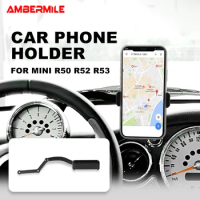 AMBERMILE Cell Phone Holder For Mini Cooper R50 R52 R53 Car Mobile Phone Mount Holder Styling Bracket Accessories