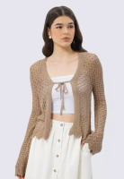 et cetera Tied Long Sleeve Knit Cardigan KHAKI