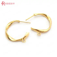 10PCS 18K Gold Color Brass Twisted Wire Earrings Loop Stud Earrings High Quality Jewelry Making Supplies Accessories for Women