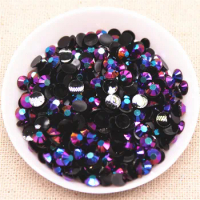 5/6mm Resin Rhinestone 14 Facets Flatback Black Jelly Purple Red AB Decoration for Phones Bags Shoes Nails DIY
