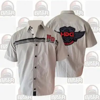 HDCI Kemeja Pendek - Motor Harley Davidson Shirt Casual Shirt ABU VTWIN