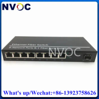 100/1000 Base-8 Lan Port PoE Gigabit Media Converter,10/100/1000Base-T to 1000Base-X 1SFP Fiber Optic to 8RJ45 Ethernet Switch