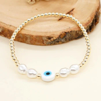 Go2boho Pearl Copper Beads Bead Bracelet Cure Evil Eye Handmade Adjustable Colorful Seed Beads Boho Women's Jewelry