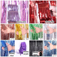 Tirai foil rumbai backdrop pesta/party/curtain hitam slinger foil 200x100 cm/dekorasi 1Mx2M Biru Gol