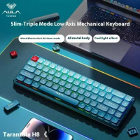 Aula H68 Wireless Mechanical Keyboard 3 Mode 2.4g Bluetooth Keyboard Rgb With Screen Gasket Transparent Keycaps Gamer Keyboards