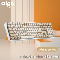 Aigo A108 wired+2.4G dual-mode mechanical keyboard PBT dual color keycap rechargeable lithium battery life wireless keyboard