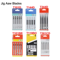 5pcs Jigsaw Blades Wood Set T344D/T144D/T301CD High-carbon Steel Jig Saw Fast Cutting Saw Blade for Wood/Board Hand Tool