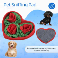 Interactive Snuffle Mat Pet Dog Lick Mat Dog Slow Feeder Sniffing Mat Heart Rose Flower Shape Interactive Dog Puzzle Toy