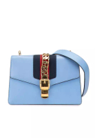 Gucci 二手 Gucci 小型皮革 Sylvie 織帶手提包