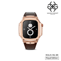 【Golden Concept】Apple Watch 45mm 保護殼 玫瑰金錶殼/棕色皮革錶帶(ROL45-RG-BR)