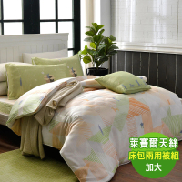 【寶松ROYALCOVER】40支天絲萊賽爾四件式兩用被床包組 頑皮世界-桔綠(加大)