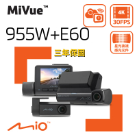 MIO MiVue MiVue 955W+E60 前4K後2K GPS WIFI 前後雙鏡 行車記錄器(955WD 紀錄器 保固三年)