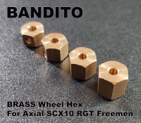 Bandito Brass Wheel Hex 12mm For Axial SCX10 RGT Freemen