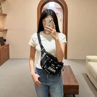 Tas BALENCIAGA ALL OVER TEXT WHITE BLACK WAIST BAG 100% ORIGINAL 27X5X18CM