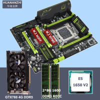HUANANZHI X79 Super Motherboard with CPU Intel Xeon E5 1650 V2 3.5GHz and RAM 16G(2*8G) 1600 RECC and GPU GTX760 4G Combo