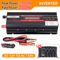 1000W Modified Sine Wave Inverter 12V TO 110V Voltage Converter US Plug Port Intelligent LCD Display Car Power Inverter