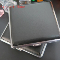 50pcs/lot Black Cigarette Case Faux Leather Metal Frame Cigarette Storage Case Box Container for 20pcs Holder Wholesale